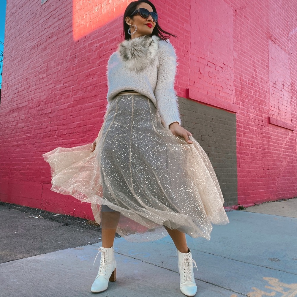 Sequin tulle skirt